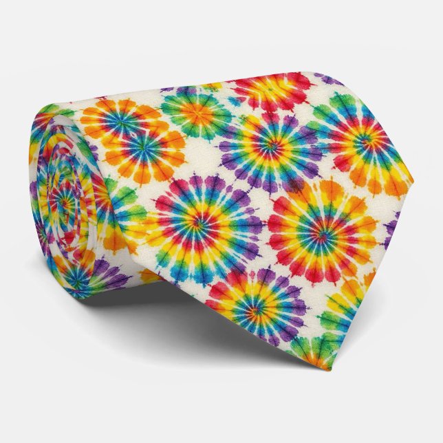 Regnbåge Psykedelisk Tie Dye Slipsklöver Slips (Rullad)