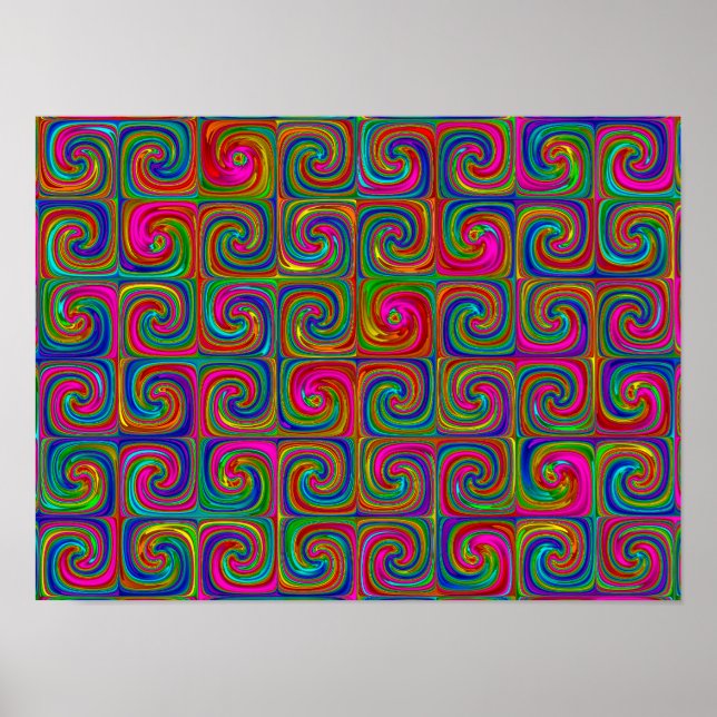 Regnbåge Psykedelisk Virvel Geometriskt Mönster Poster (Framsidan)