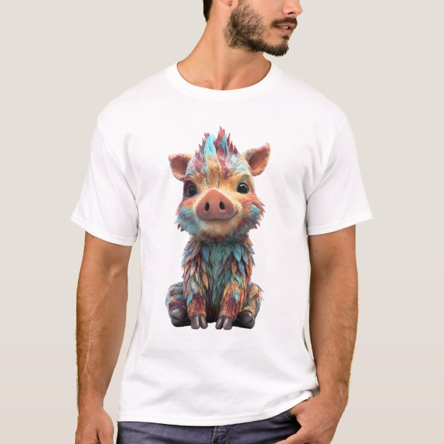 Regnbåge Punk Baby Vildsvin Man T Shirt (Framsida)