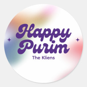 Regnbåge Purim-etikett Runt Klistermärke