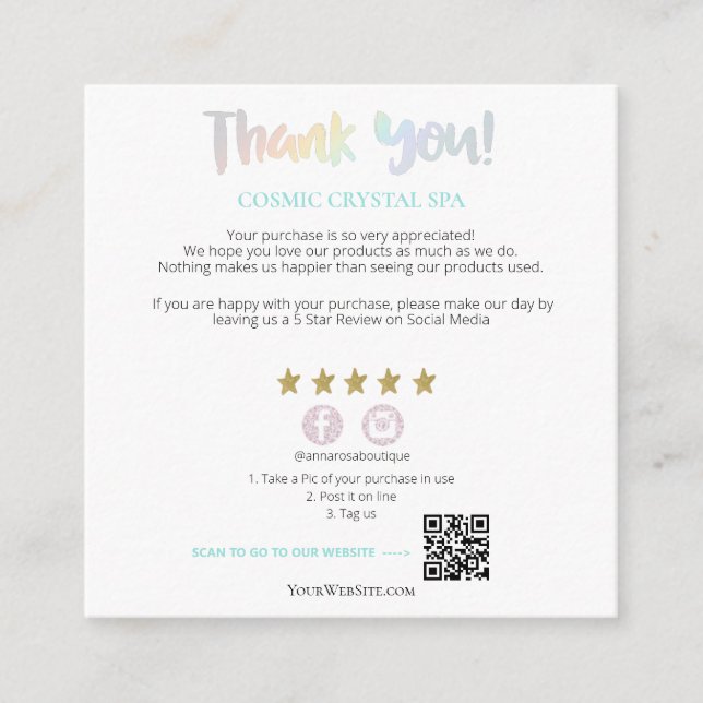*~* Regnbåge. QR AP8 TACK Star Review Tilläggskort (Framsida)