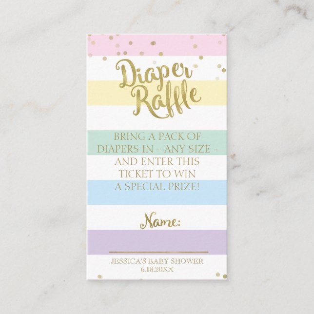 Regnbåge Rand Baby Shower Diaper Raffle Insert Tilläggskort (Framsida)