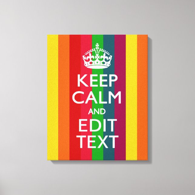 Regnbåge Rand Behålla Lugn och anpassa texten Canvastryck (Framsida)