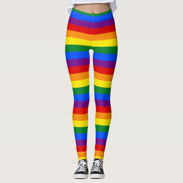 Regnbåge Rand Gay pride Design Leggings (Framsida)