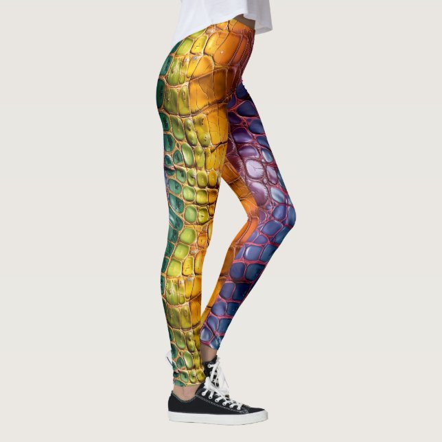 Regnbåge reptilläder leggings (Höger)