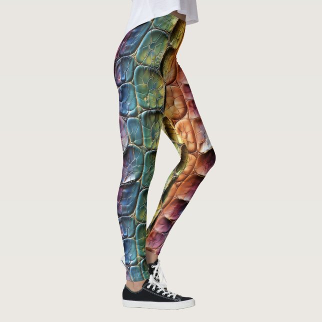 Regnbåge reptilläder leggings (Höger)