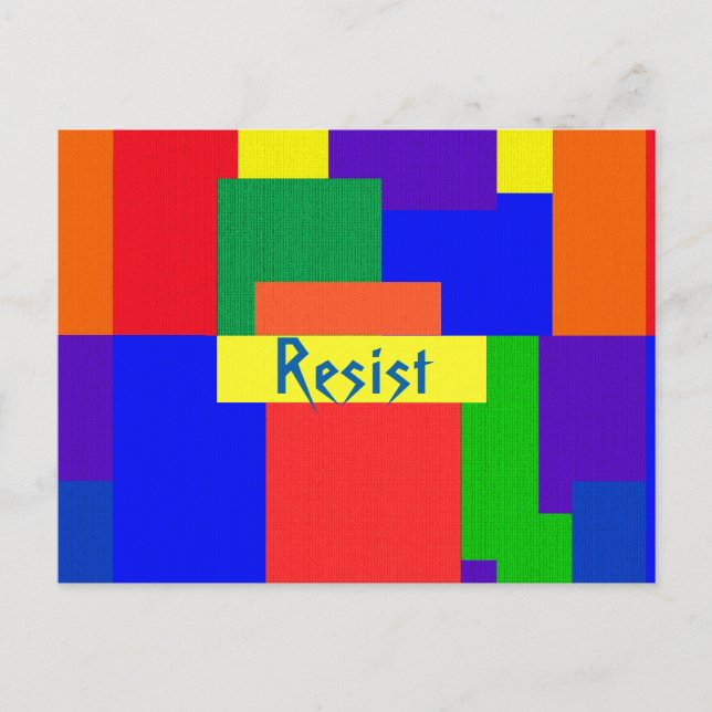 Regnbåge Resist Abstrakt Patchwork Mönster vykort (Framsida)