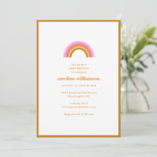 Regnbåge Retro Boho Rosa Orange Baby Brunch Shower Inbjudningar