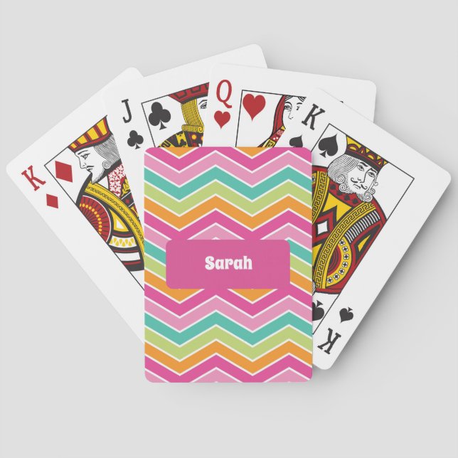 Regnbåge retro zigzags, ljusfärgad casinokort (Baksidan)