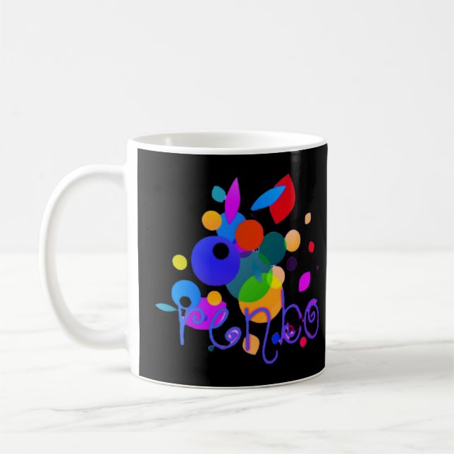 Regnbåge Rhapsody: Lycklig Rainbow Färgad Design"  Kaffemugg (Vänster)