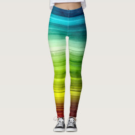 Regnbåge Ringar Tie Dye Wood Mönster Leggings