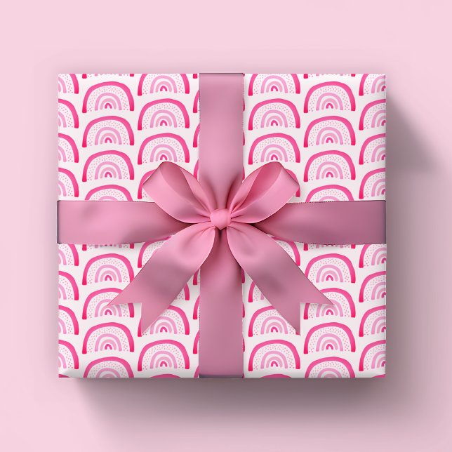 Regnbåge rosa flickors födelsedag presentpapper (Pink rainbow wrapping paper rolls, ideal for birthdays or baby shower)