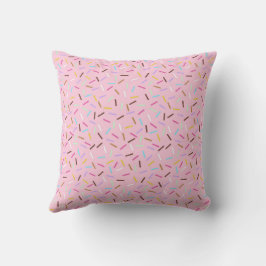 Regnbåge Rosa Munk Sprinkles Tryck Kasta Kudde