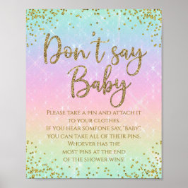 Regnbåge Säga Inte Baby Baby Shower Lek Poster