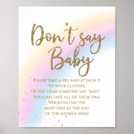 Regnbåge Säga Inte Baby Baby Shower Spel Poster
