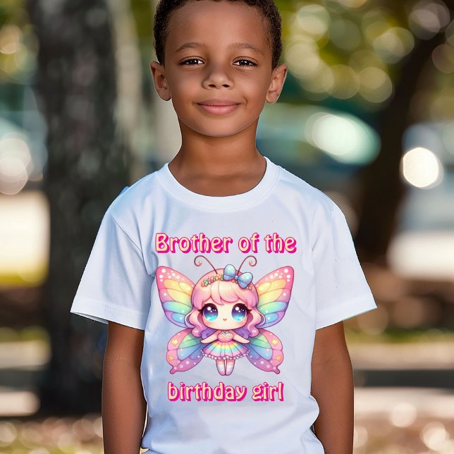 Regnbåge sago fjäril bror till födelsedagsflickan t shirt (Skapare uppladdad)