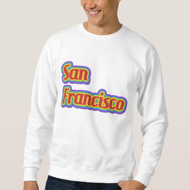 Regnbåge San Francisco - på vit Långärmad Tröja (Framsida)