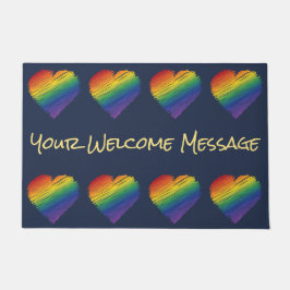 Regnbåge Scribble Heart Välkomstmatte