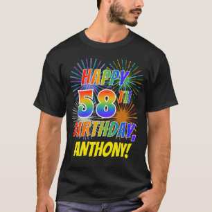 Regnbåge Se LYCKLIG 58:E BIRTHDAY; Fireworks + Nam T Shirt