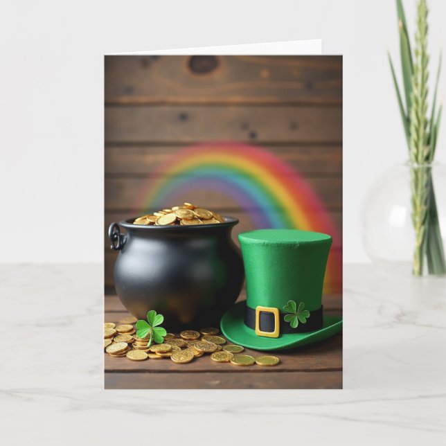 Regnbåge Shamrock Lucky Card Kort (Framsida)