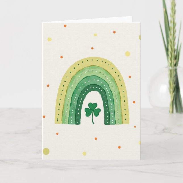 Regnbåge Shamrock Prickig Kort (Framsida)