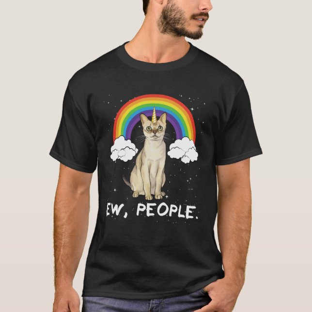Regnbåge Singapura Ew Människor Enhörning Katt T Shirt (Framsida)