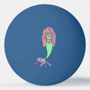 regnbåge sjöjungfru rosa blå lila grön svart locki pingisboll