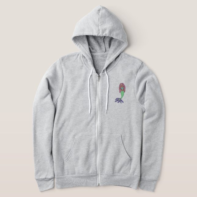 regnbåge sjöjungfru rosa blå lila grön svart locki t shirt (Laydown)