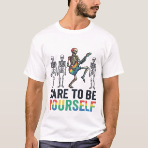 Regnbåge Skelett Våga Vara Själv Vector Design T Shirt