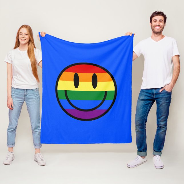 Regnbåge Smiley face Fleecefilt (På plats)