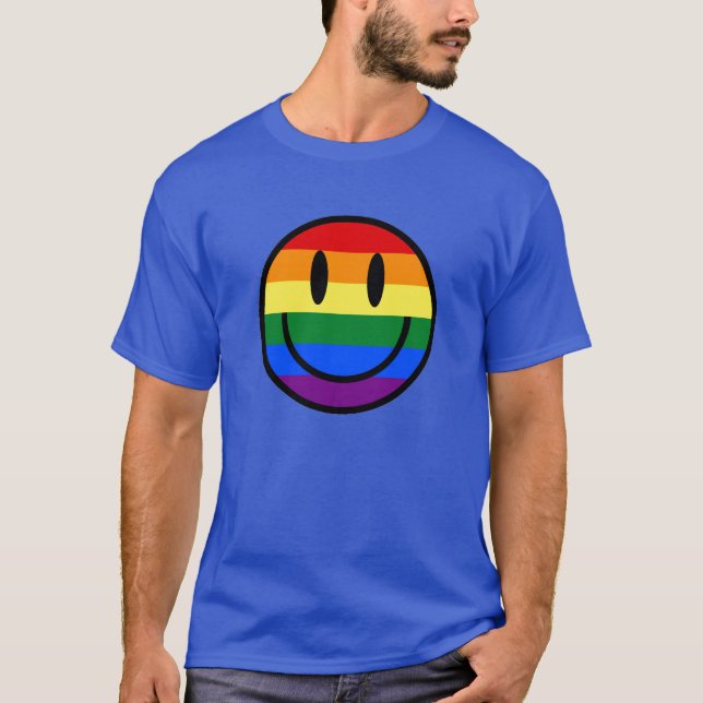 Regnbåge Smiley face T Shirt (Framsida)