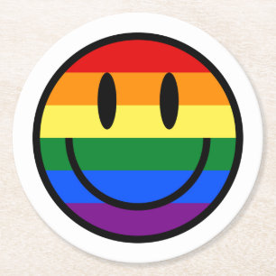 Regnbåge Smiley face Underlägg Papper Rund