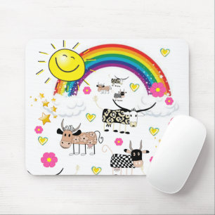 Regnbåge Sol Kow Mouse Pad! Muspets Musmatta