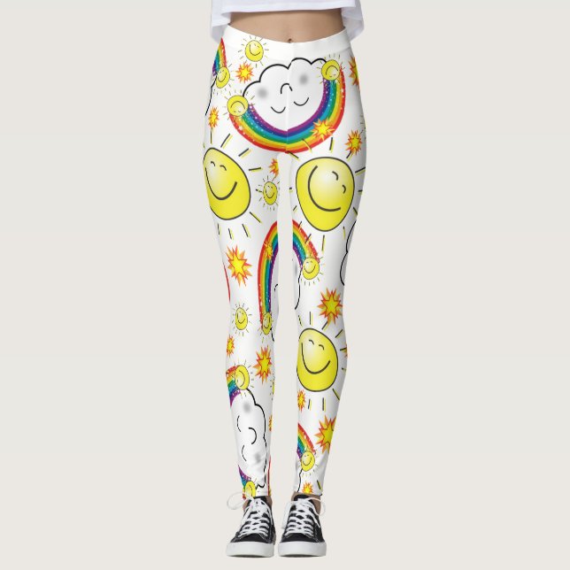 Regnbåge Sol  Leggings (Framsida)