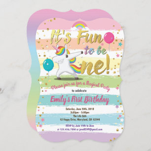 Regnbåge som döper till enmajs första födelsedagen inbjudningar