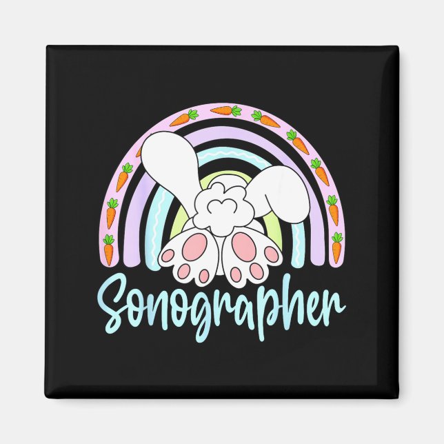 Regnbåge Sonograf Kanin Påsk Sonografi Ultraljud Magnet (Framsidan)