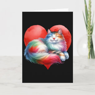 Regnbåge Söt Katt Kramande Hjärtan Kitty Kärlek Ka Kort