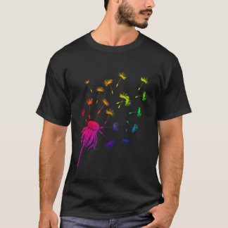 Regnbåge Söt Maskros Vår Vildblomma Minimalis T Shirt
