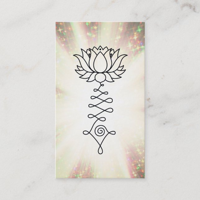 *~* Regnbåge Sparkles Reiki Healing Energy Lotus Visitkort (Framsida)