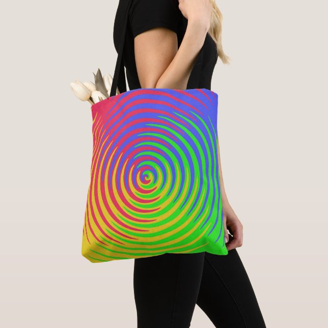 Regnbåge Spiral Red Blue Gult Grönt Tote Bag Tygkasse (Närbild)