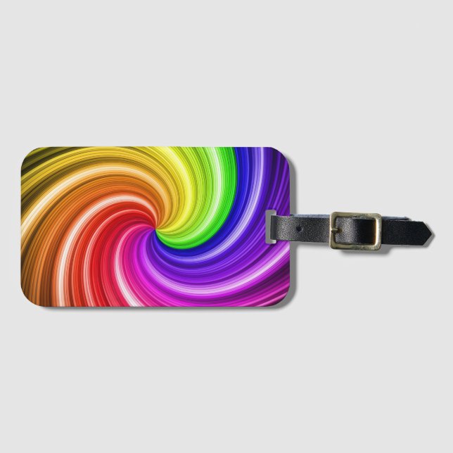 Regnbåge Spiral Tie Dye Färgglad Virvel Konst Bagagebricka (Framsida horisontal)