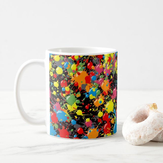 Regnbåge Splash Paint Droplets PD Kaffemugg (Med munk)