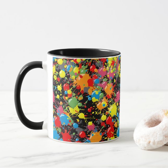 Regnbåge Splash Paint Droplets PD Mugg (Med munk)