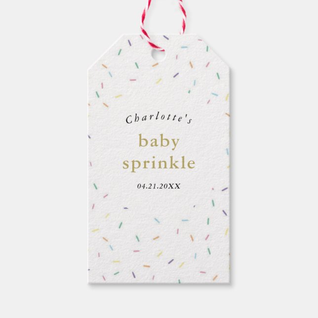 Regnbåge Sprinkles Baby Sprinkle Inbjudan Presentetikett (Framsidan)