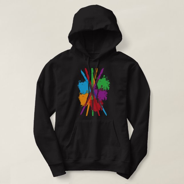 Regnbåge Stänk flerfärgade målarpenslar Art Gi Hoodie (Design framsida)