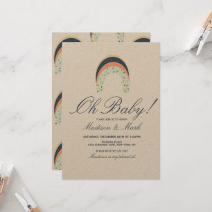 Regnbåge Strössel Penseldrag Baby Shower Rustik Inbjudningar