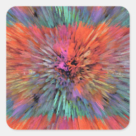 Regnbåge Supernova Fraktal Konst Fyrkantigt Klistermärke