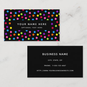 Regnbåge Svart Polka dots Konfetti Mönster Visitkort