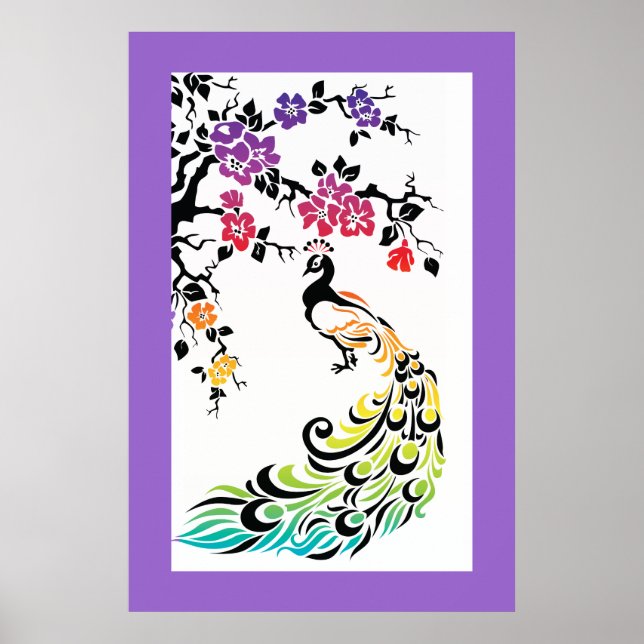 Regnbåge, svarta blommar och körsbär poster (Framsidan)