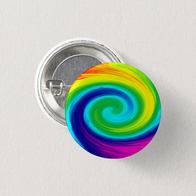 Regnbåge Swirl Abstrakt Art Design Knapp (Framsida & baksida)